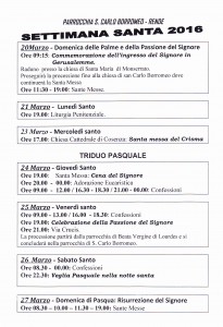 programma settimna santa 2016